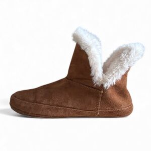 Nestwell Cozy Faux Fur Ankle Slippers Warm Winter Loungewear Chestnut Brown 5-6